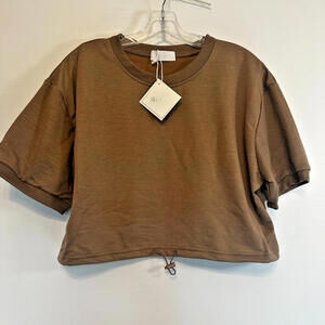 Be-Lux Sport Short Sleeve Crop Top and Joggers - XL
